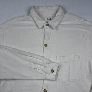 Elwood Shirt Mens Large White Textured Cotton Twill Long Sleeve Button Up Casual